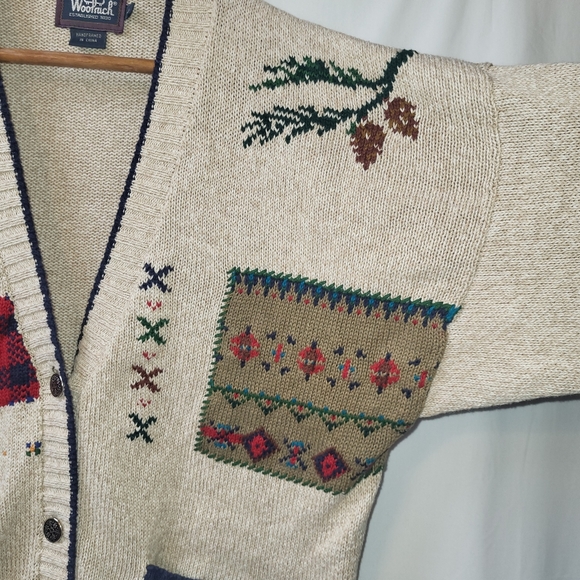 Woolrich Vintage Patchwork Cardigan Women's Size Large Winter Cozy Country - Picture 7 of 12